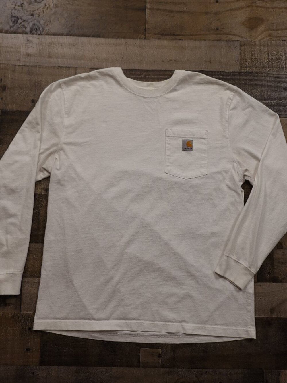 Carhartt K126 Long Sleeve Pocket T-Shirt Men’s Large White Loose Fit Workwear